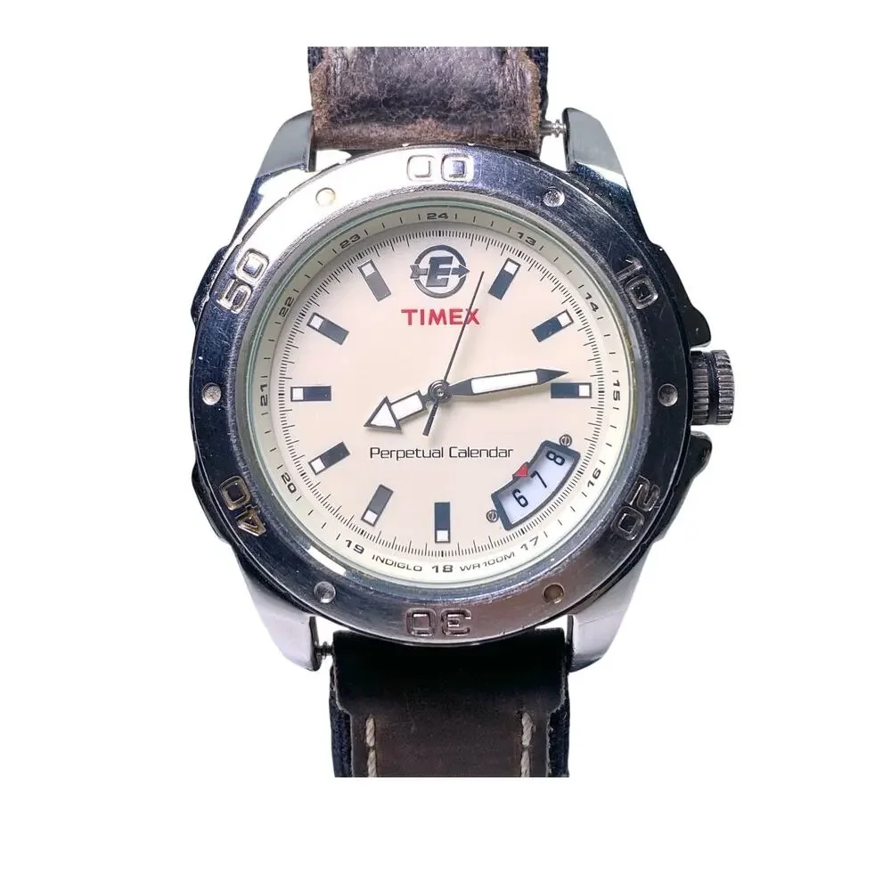 Timex Expedition Perpetual Calendar Analog Mens Watch T41831 Indiglo WR 100M